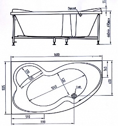 BellSan Акриловая ванна Индиго 160x100 L белая/бронза – фотография-2